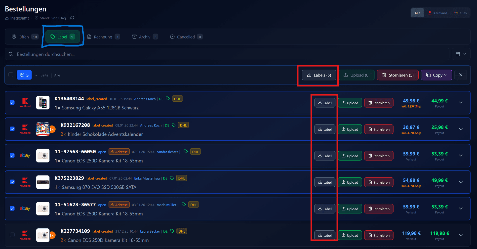 Download-Button für Labels