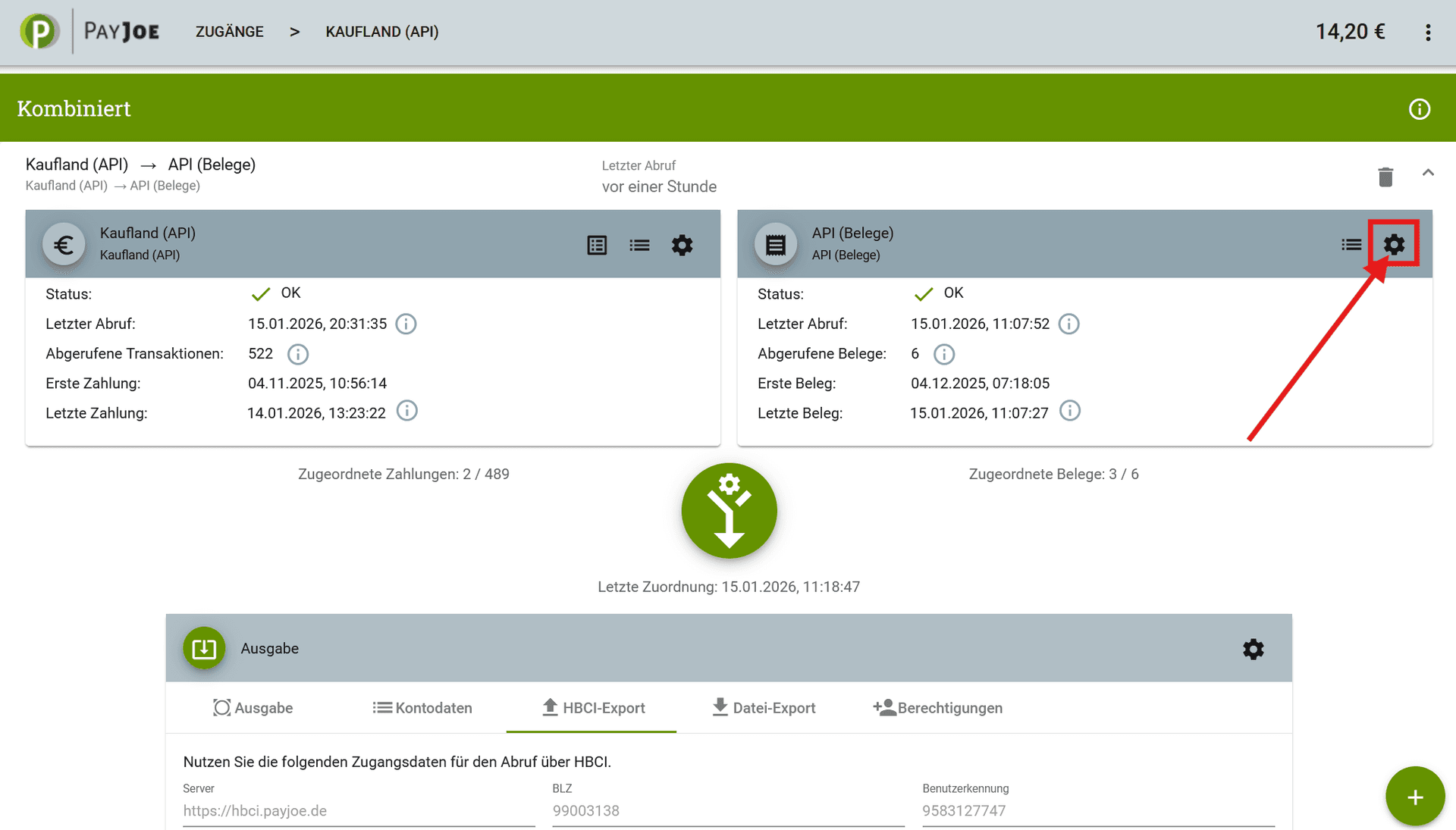 PayJoe - API-Daten wiederfinden